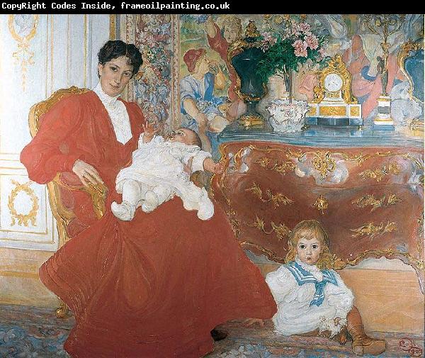 Carl Larsson Mrs Dora Lamm and Her Two Eldest Sons